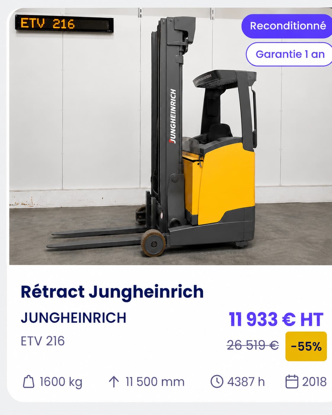 Rétract Jungheinrich reconditionné Smart Reuse