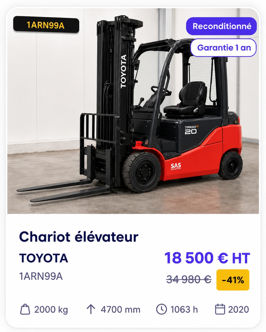 Chariot élévateur Toyota reconditionné Smart Reuse