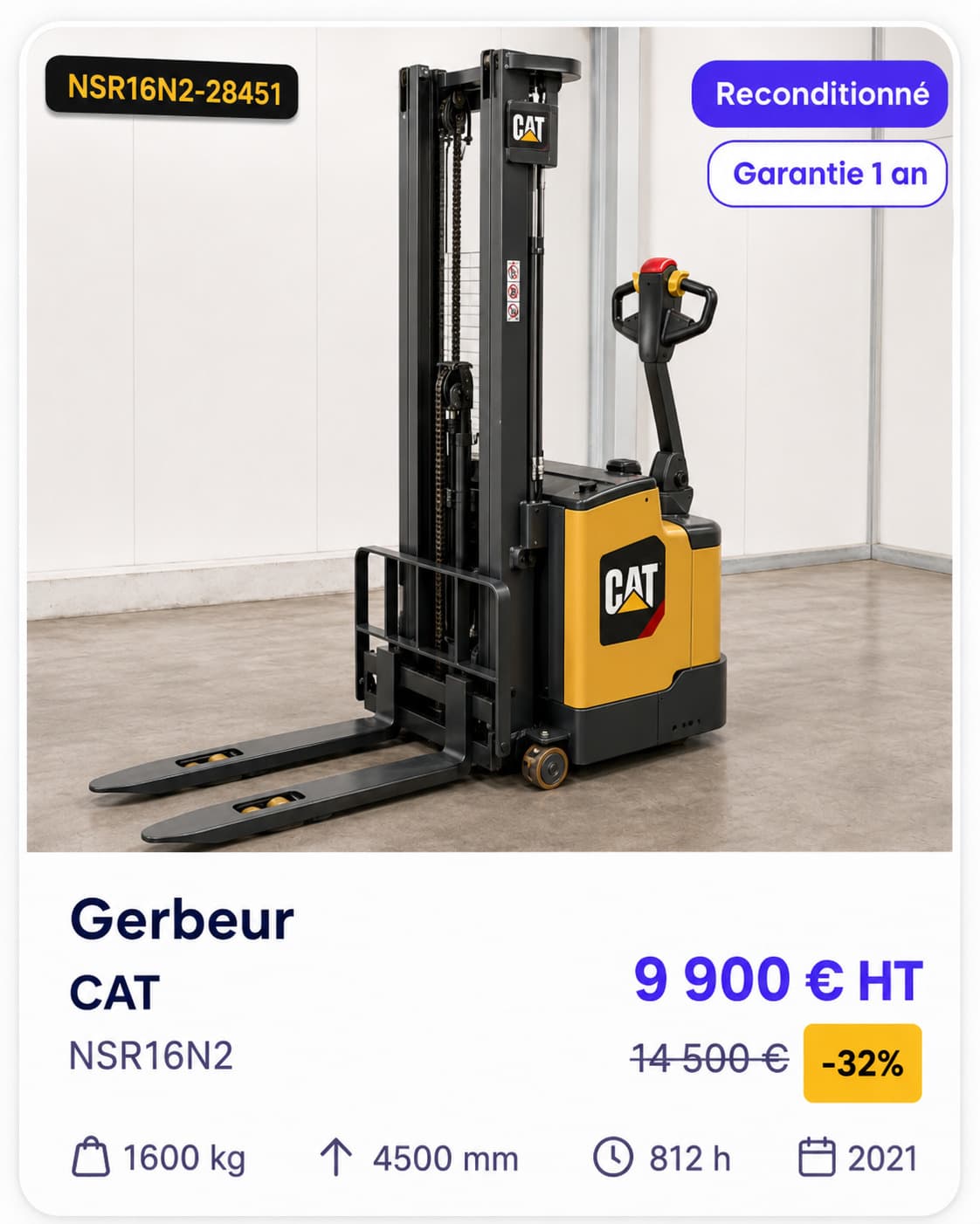Gerbeur CAT reconditionné Smart Reuse